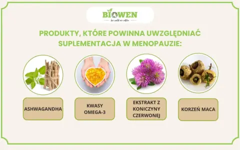 Ashwagandha, kwasy omega-3, ekstrakt z koniczyny czerwonej i korzeń maca – wsparcie dla kobiet w menopauzie. Probiotyki ginekologiczne w menopauzie to kolejny element dbania o siebie.