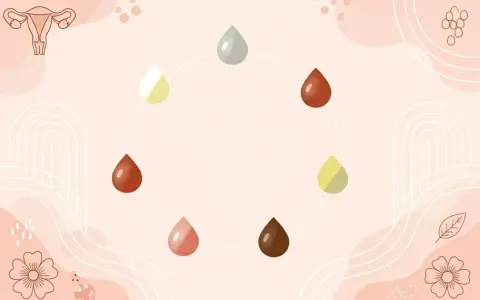 Cykl menstruacyjny: różne kolory wydzieliny, od jasnych do ciemnych, symbolizujące zdrowie.